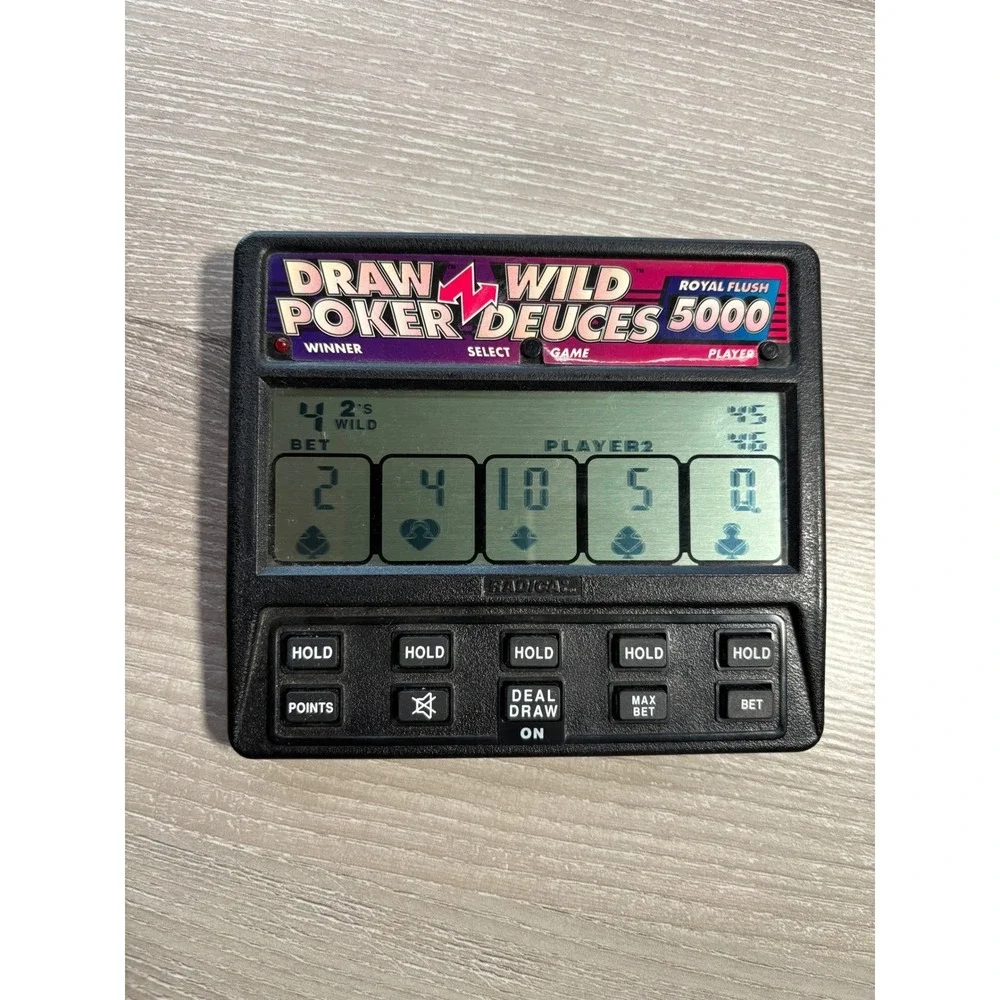 Radica Draw Poker‎ Wild Deuces 5000 Handheld Electronic Game Vintage Model 1414